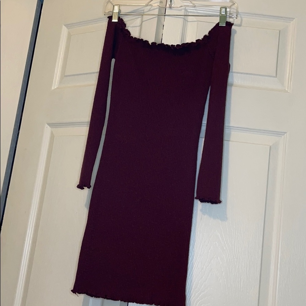 Off the Shoulder Long Sleeve Mini Dress